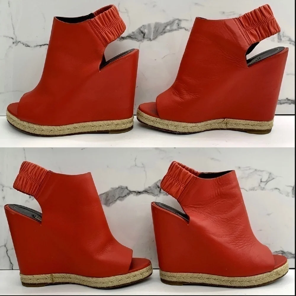 Balenciaga RED LEATHER ESPADRILLES HEELS Pumps